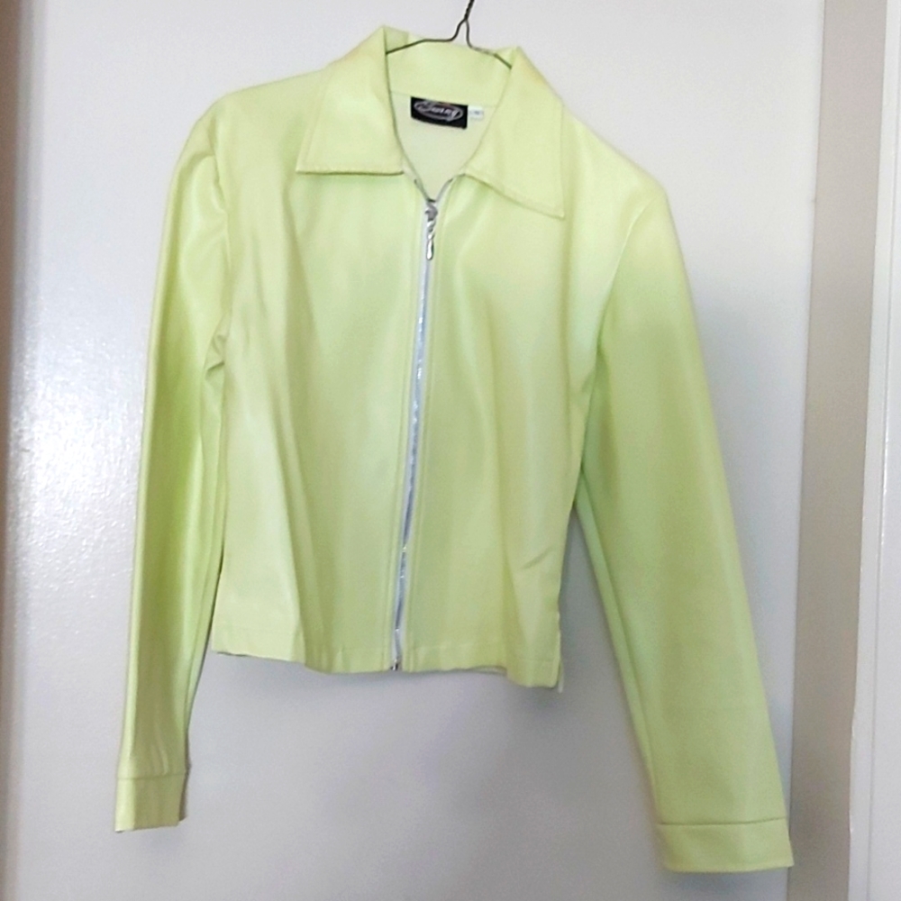 Pleather Jacket/ VintageNeon Yellowish Green/ Sz S